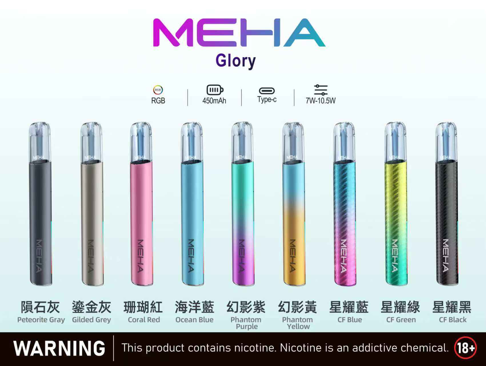 Meha電子煙主機 魅嗨一代煙桿 三檔功率切換 Type C快充 多款煙彈兼容 產品圖片 2