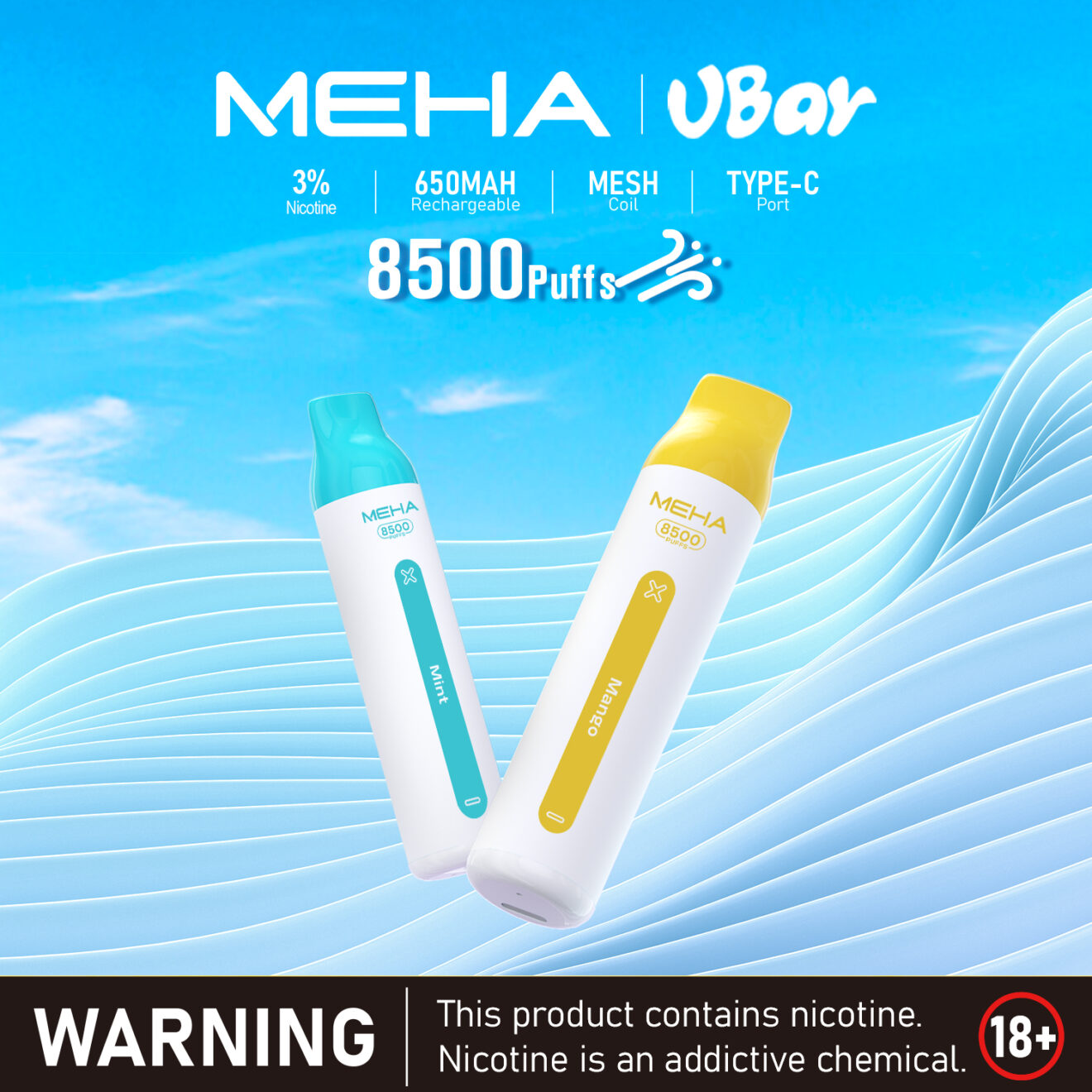 MEHA 拋棄式電子煙 8500Puffs 怪獸續航 高還原真實口感 多樣口味選擇 產品圖片 1 MEHA 拋棄式電子煙 8500Puffs 怪獸續航 高還原真實口感 多樣口味選擇 產品圖片 1